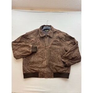 Scully Western Suede Leather Bomber Jacket Brown Orange Piping Mens XXL Zip Up
